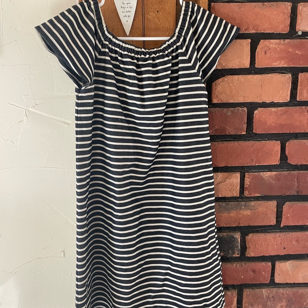 Madewell Black and White Striped off shoulder dress